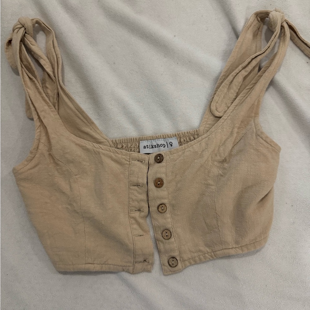 Tan Button-Up Tank Top